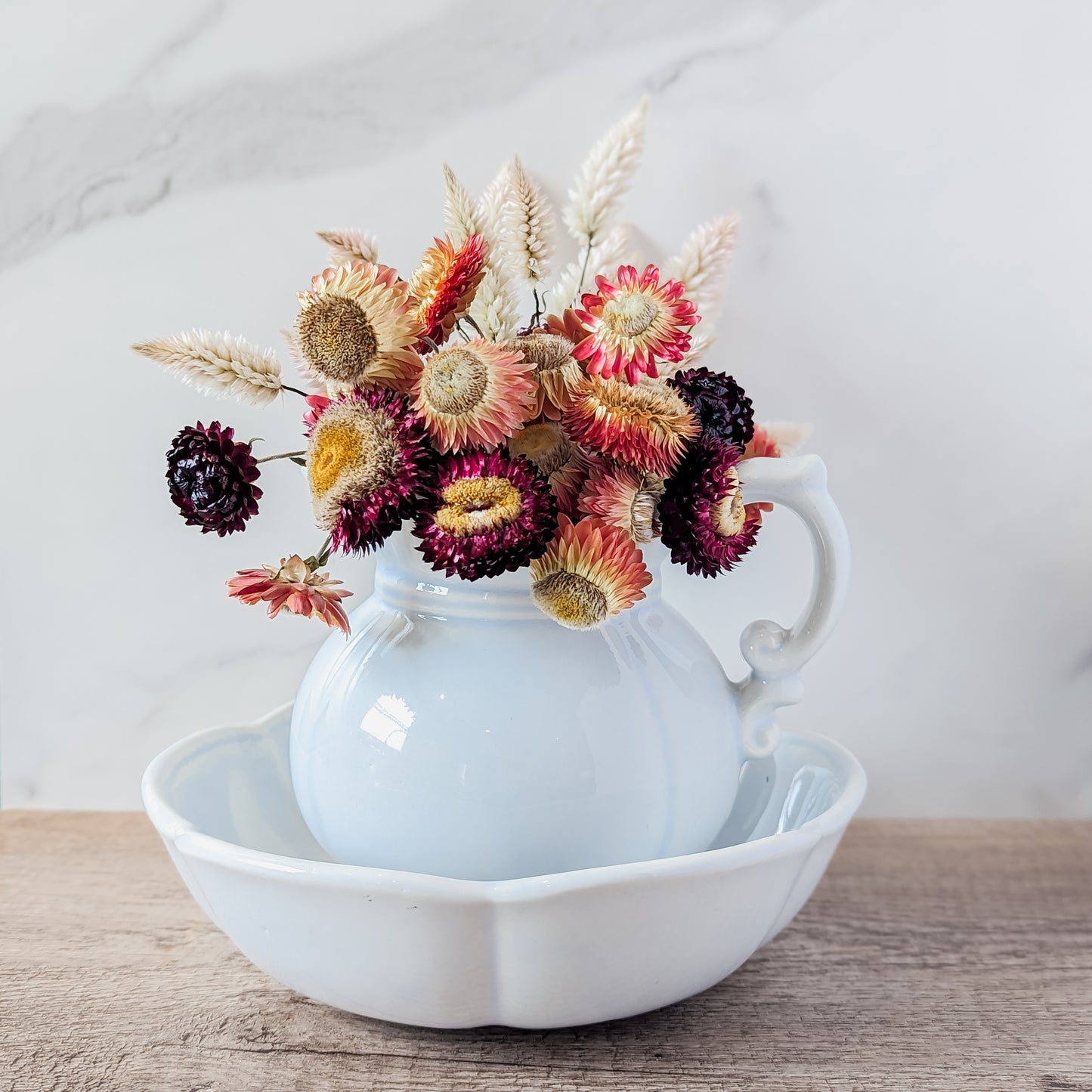 McCoy Pitcher and Bowl (includes dried flower bouquet)