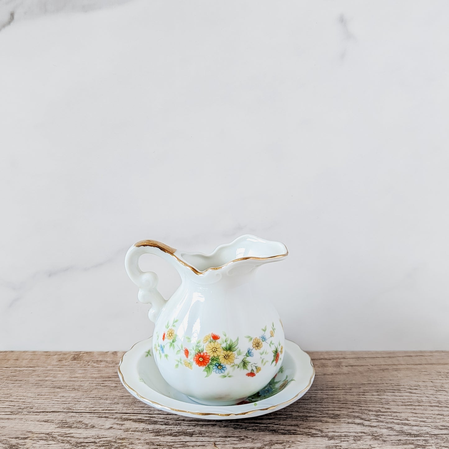 Hand-Painted Lefton China Creamer and Butter Pat (small flower bundle included!)