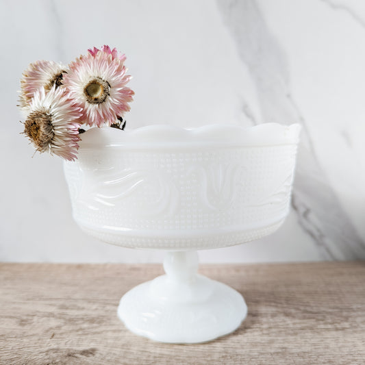 E.O Brody Milk Glass Pedastal Bowl
