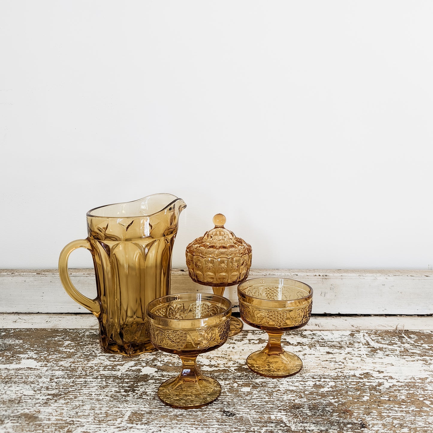 L.G. Wright Amber Glass Covered Candy Dish