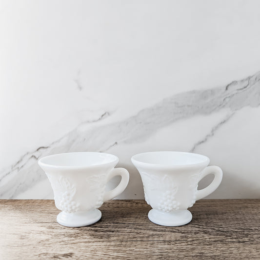 Colony "Harvest Grape" Milk Glass Teacups (set of 2)