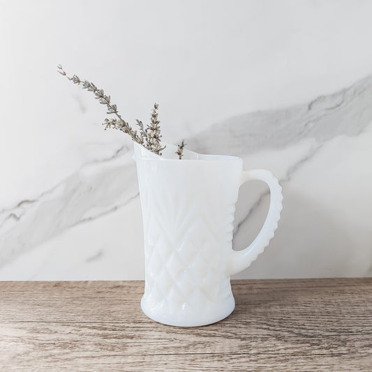 Anchor Hocking "Prescut Pineapple" Milk Glass Creamer