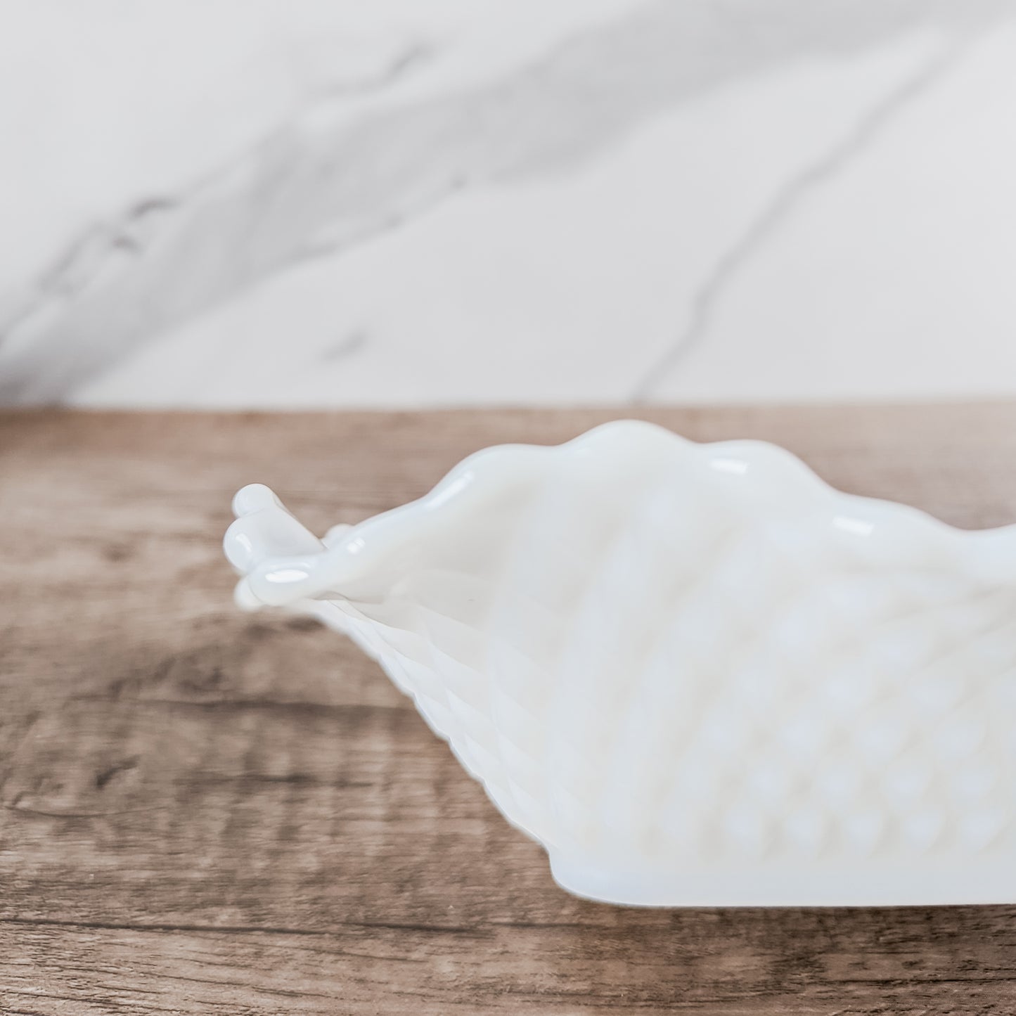 Ruffled Milk Glass Candy Dish