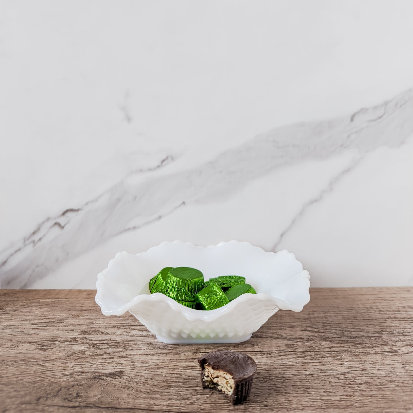 Ruffled Milk Glass Candy Dish