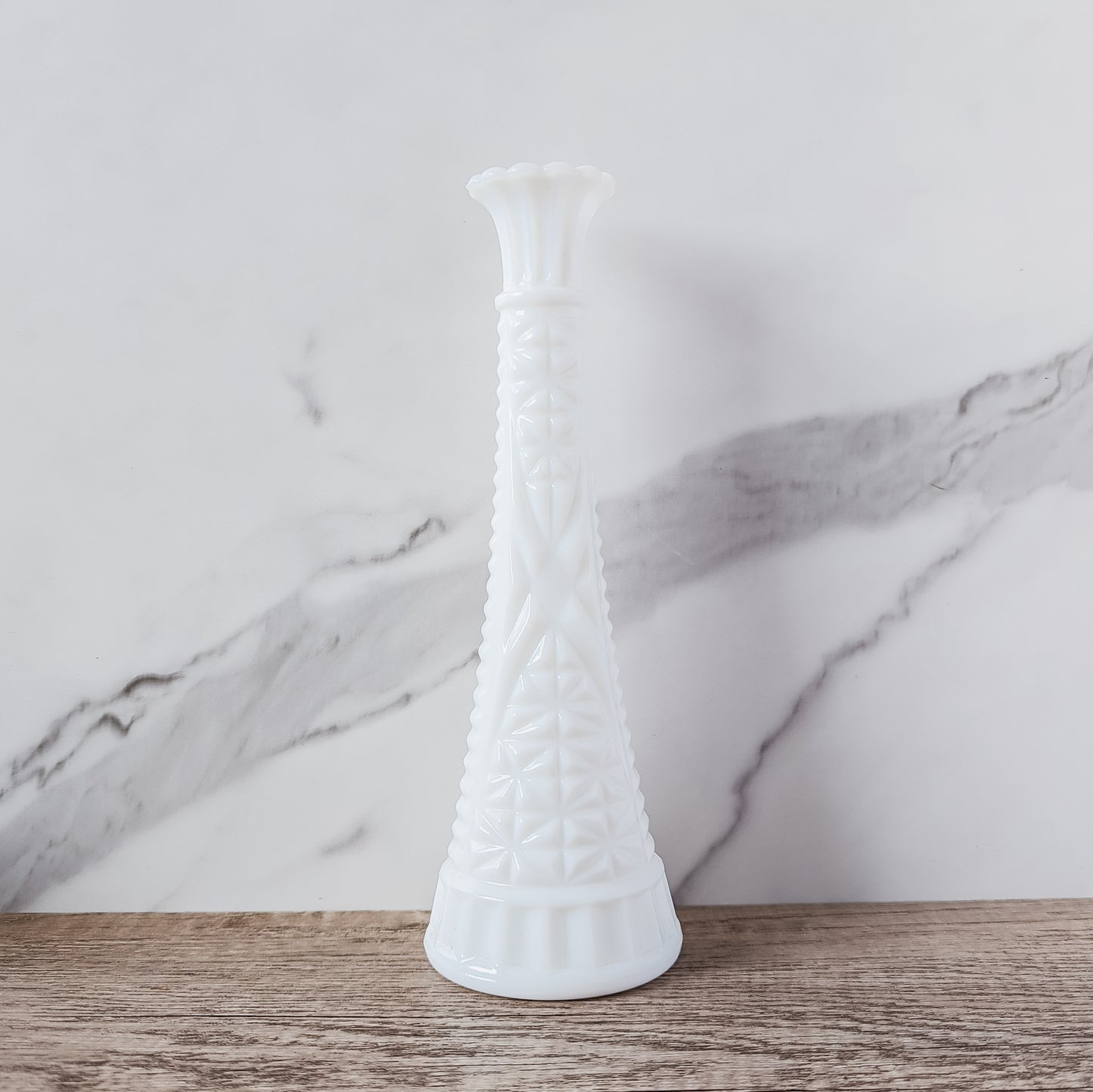 Anchor Hocking "Stars and Bars" Milk Glass Bud Vase