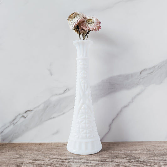 Anchor Hocking "Stars and Bars" Milk Glass Bud Vase