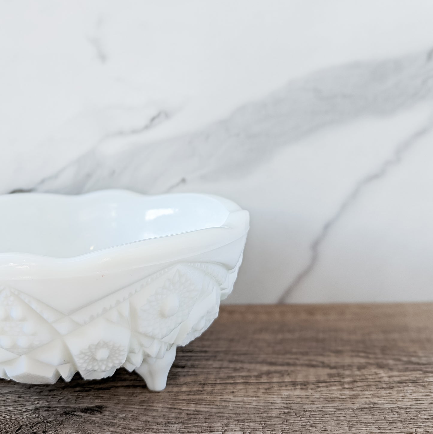 McKee Milk Glass "Toltec" 3-Footed Pedastal Bowl