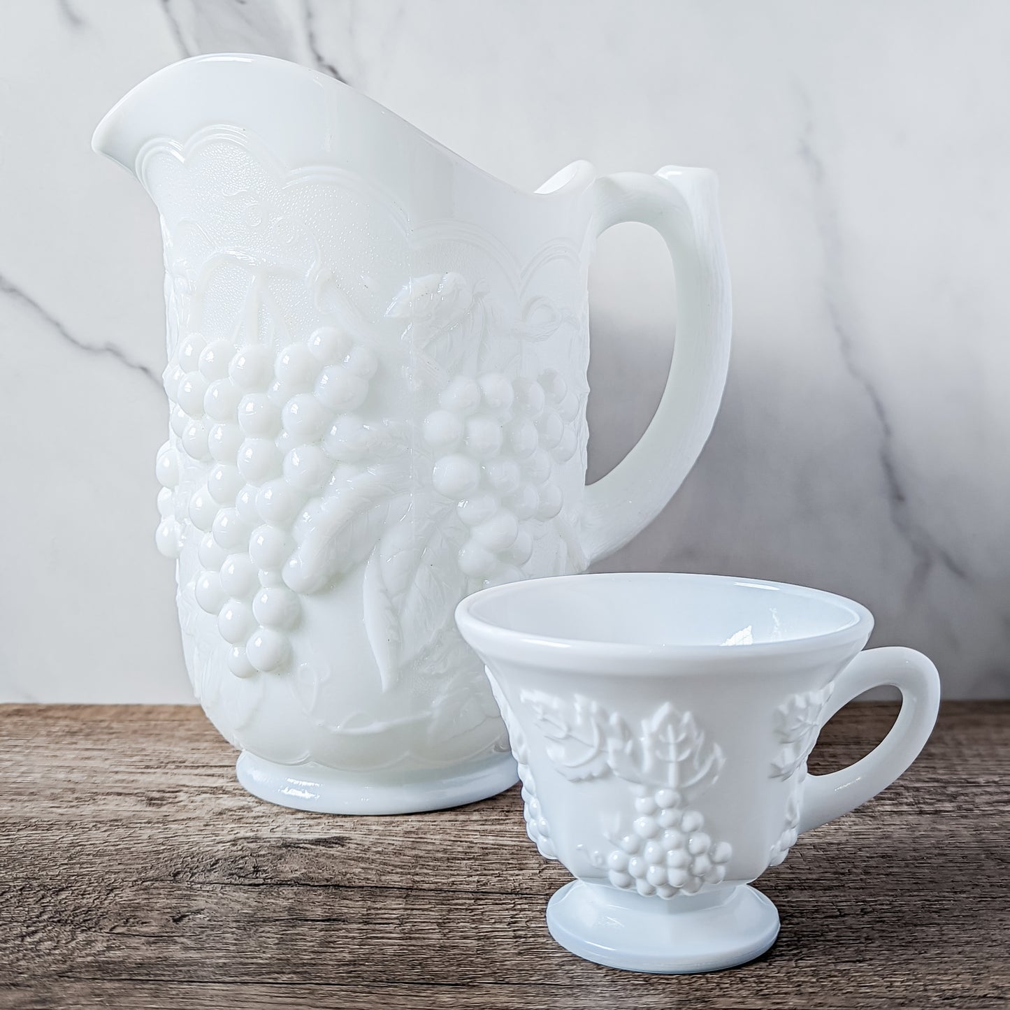 Milk Glass "Colony Harvest" Tea Cup and Snack Plate (set of 4 or set of 8)