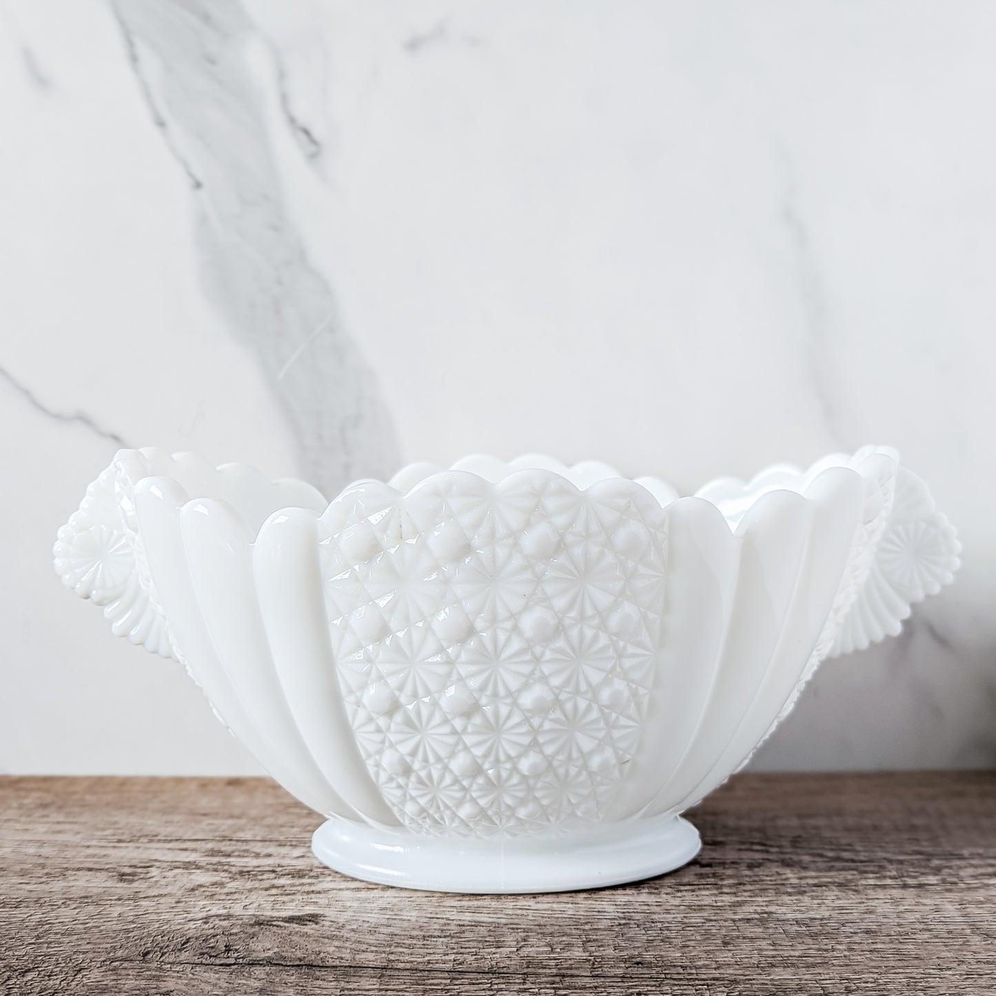 Fenton Oval "Daisy and Button" Handled Serving Bowl