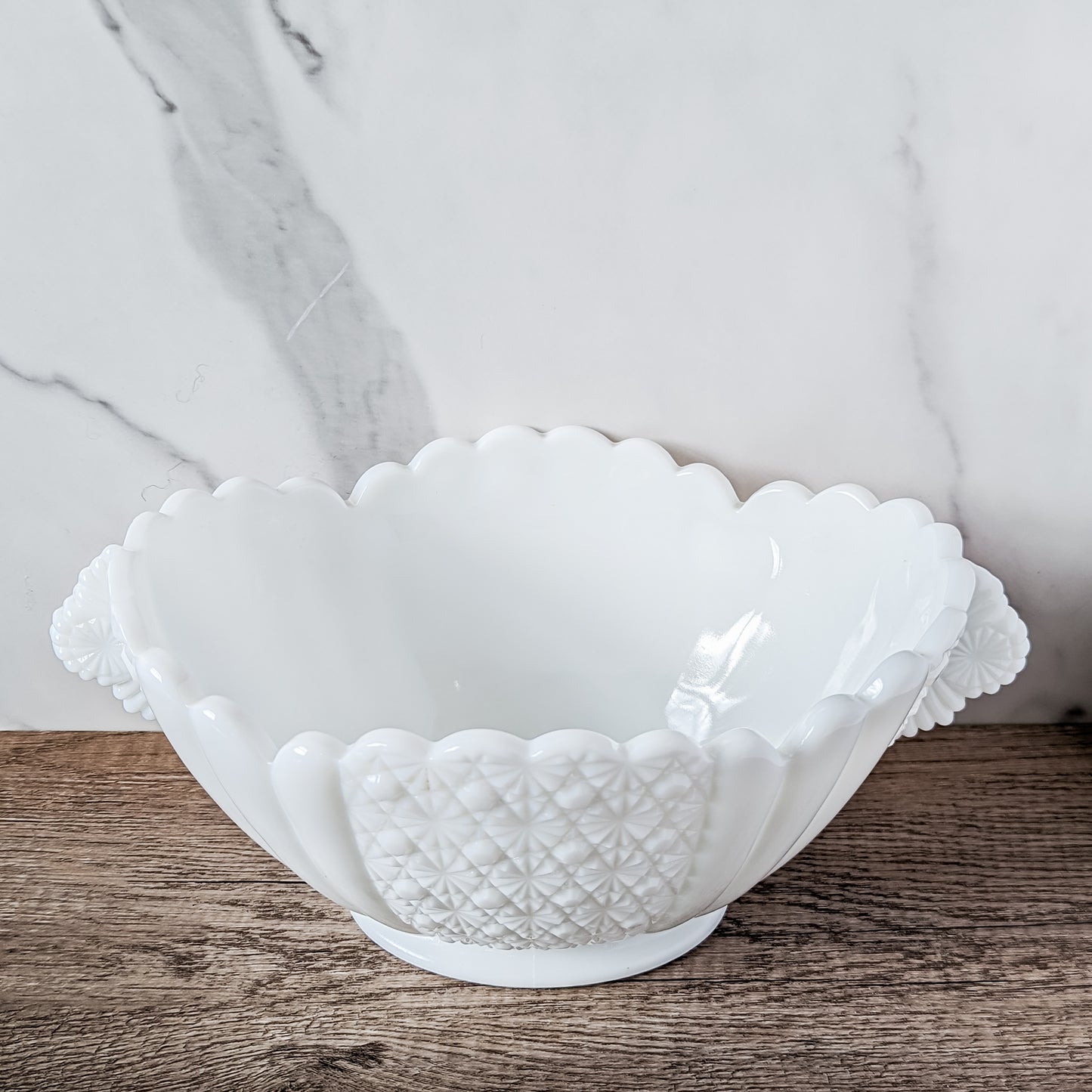 Fenton Oval "Daisy and Button" Handled Serving Bowl