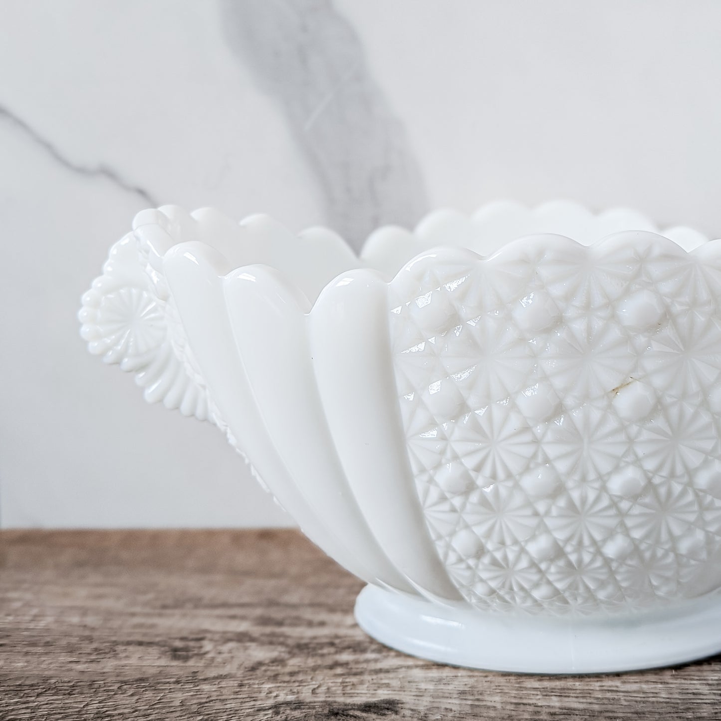 Fenton Oval "Daisy and Button" Handled Serving Bowl