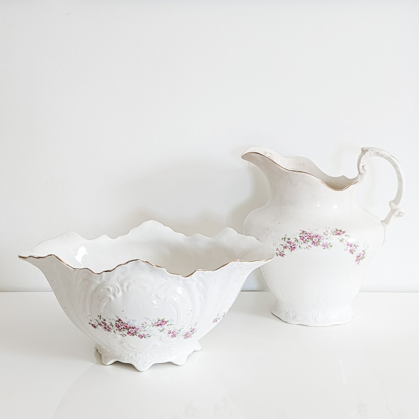 Edwin M. Knowles Floral Pitcher