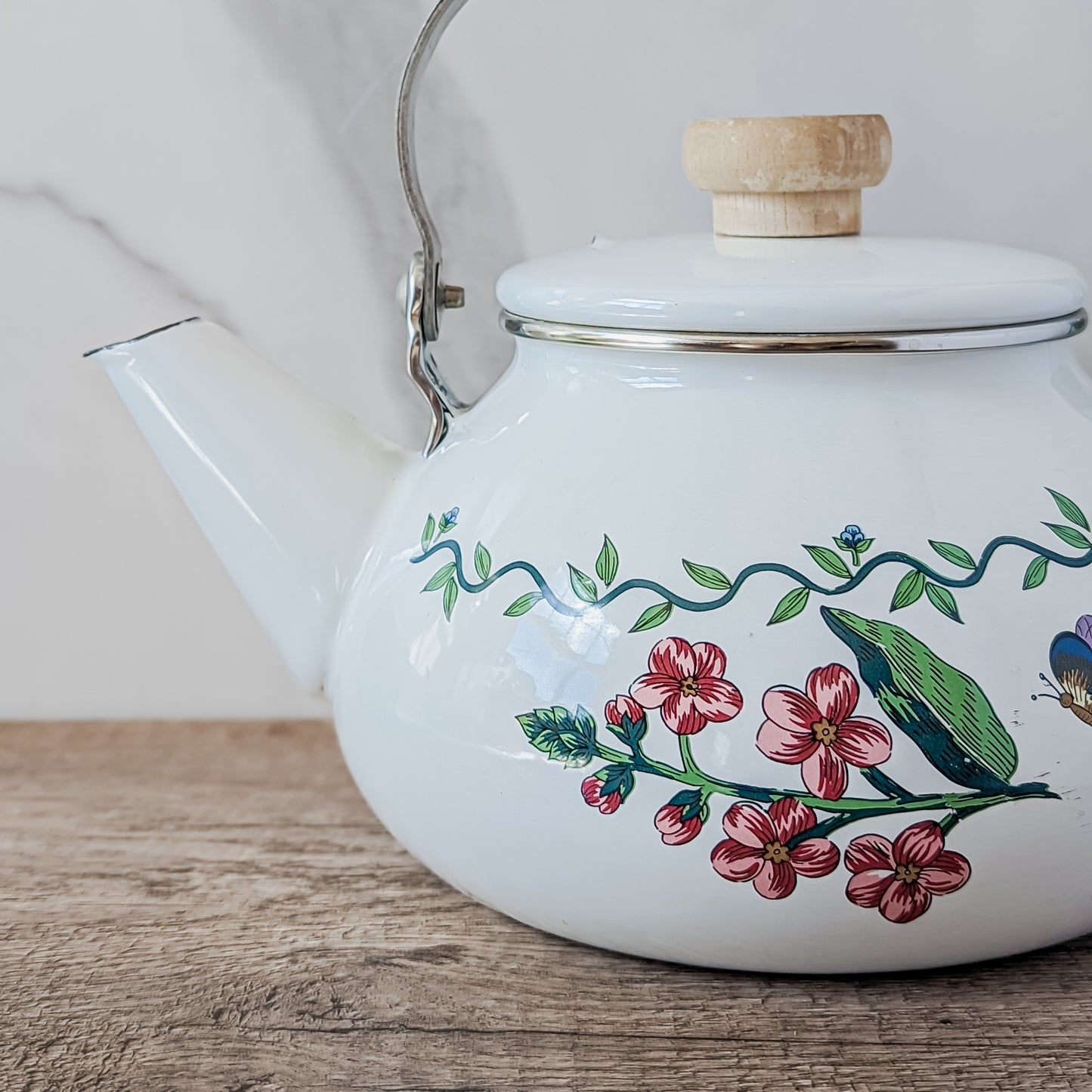Enamel Floral Teapot