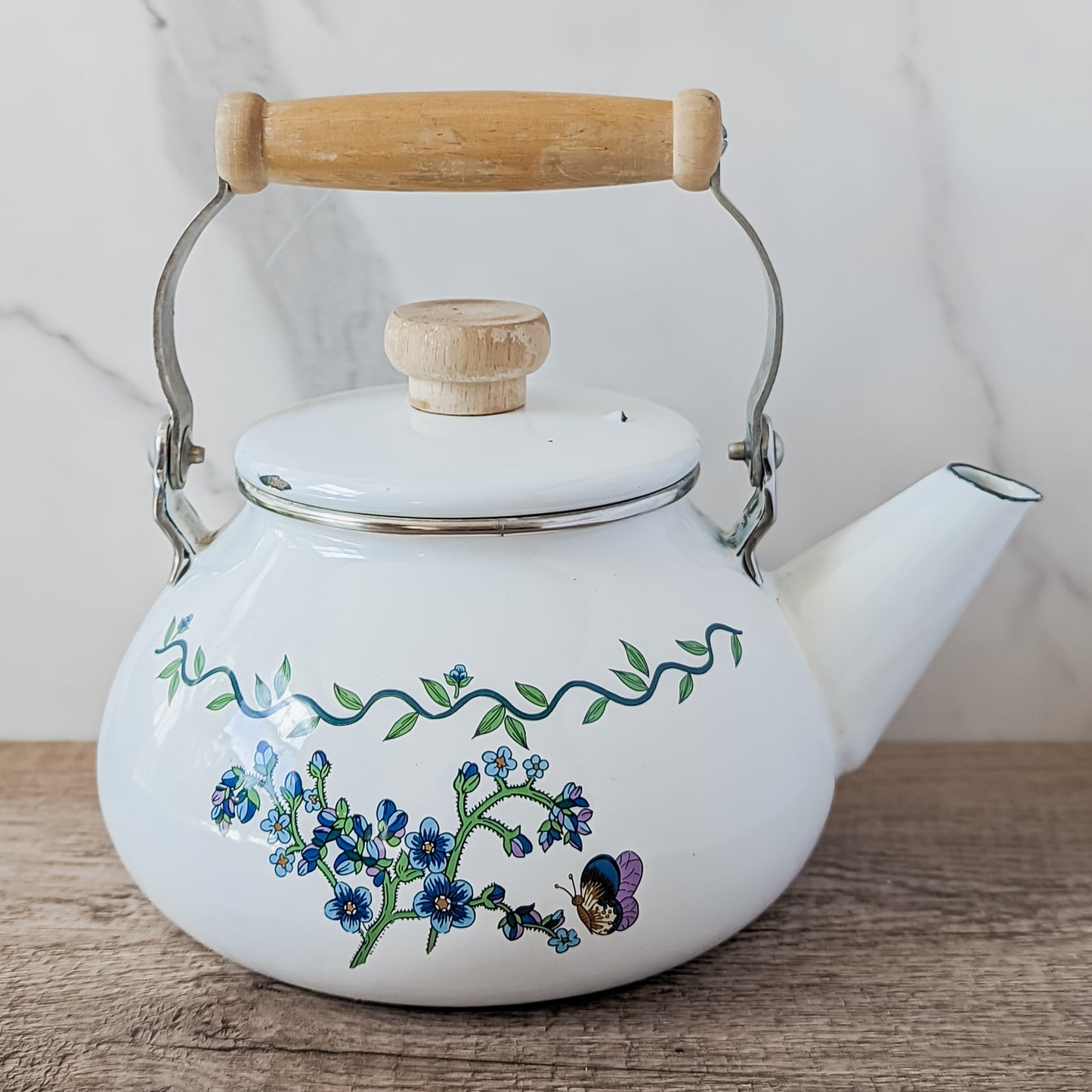 Enamel Floral Teapot