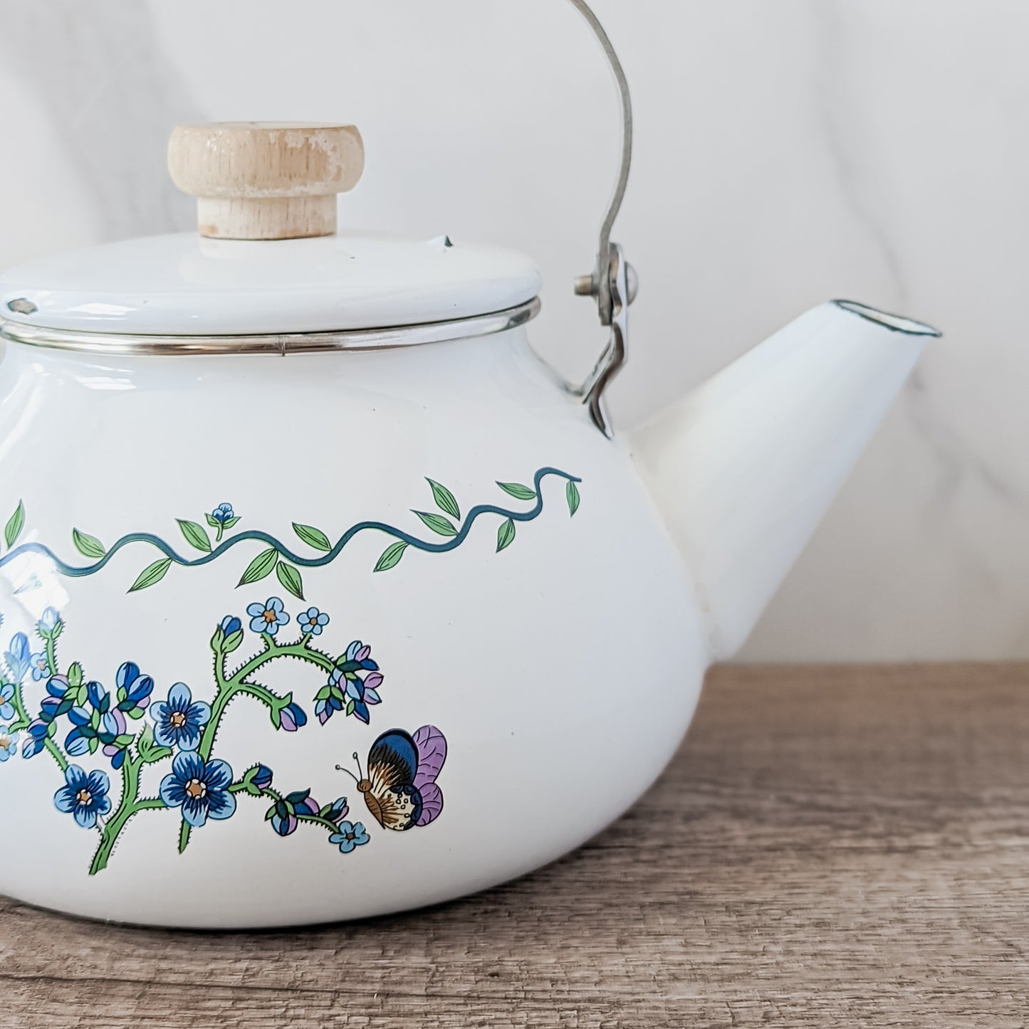 Enamel Floral Teapot