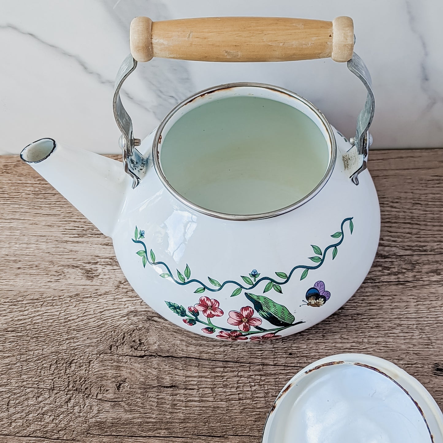 Enamel Floral Teapot