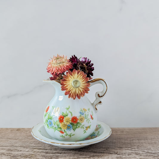 Hand-Painted Lefton China Creamer and Butter Pat (small flower bundle included!)