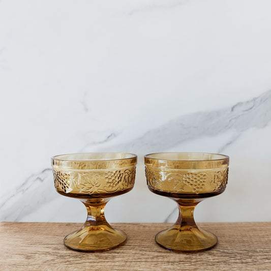 Amber Glass Goblets / Dessert Cups (set of 2)