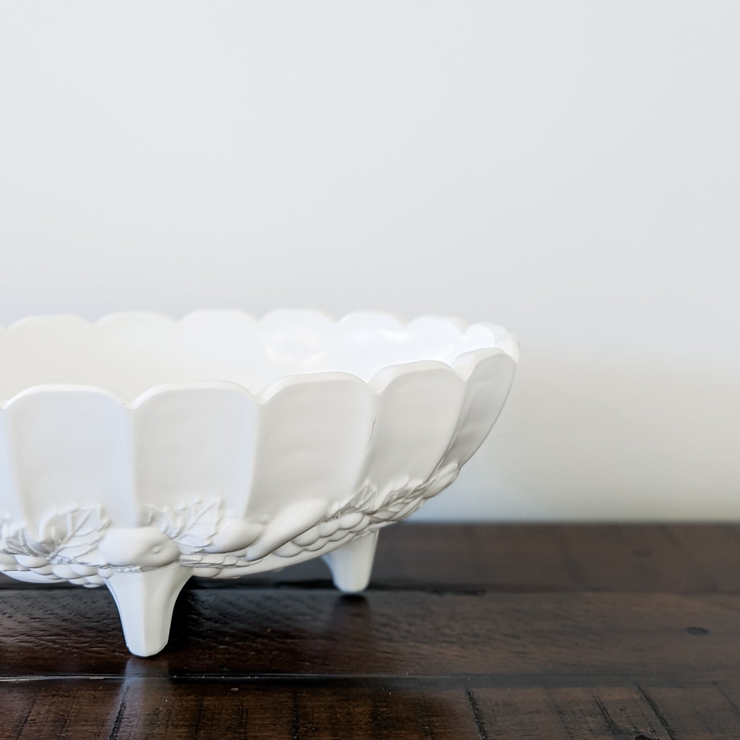 Indiana Milk Glass 4-Footed Fruit Bowl (12")