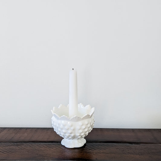 Fenton Hobnail Milk Glass Candle Holder