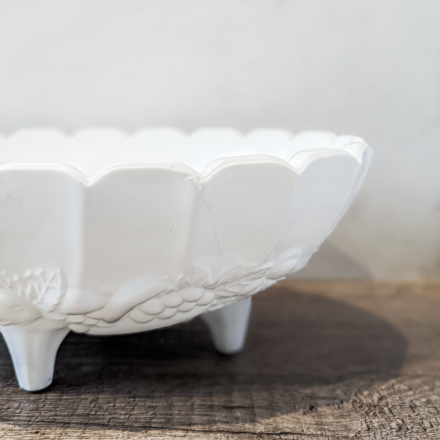 Indiana Milk Glass 4-Footed Fruit Bowl (12")