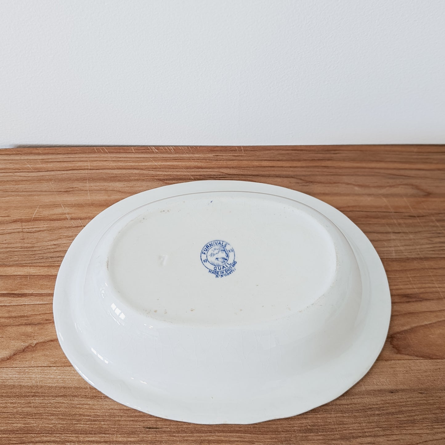 Furnivals Blue "Quail" Oval Serving Bowl