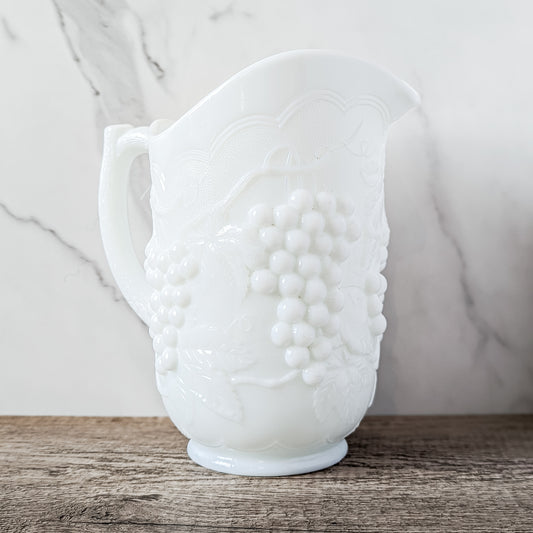 Imperial Milk Glass "Harvest Grape" Pitcher