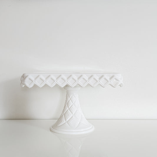 Indiana Milk Glass "Monterey" Pedestal Cake Stand with Rum Well