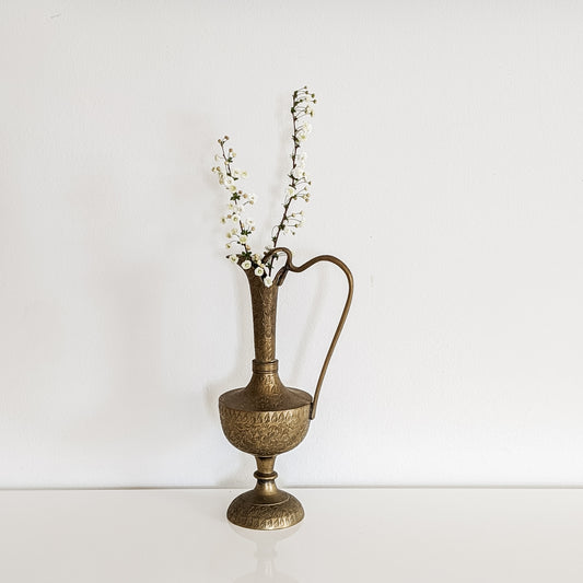 Cobra Head Brass Ewer with Floral Engraving